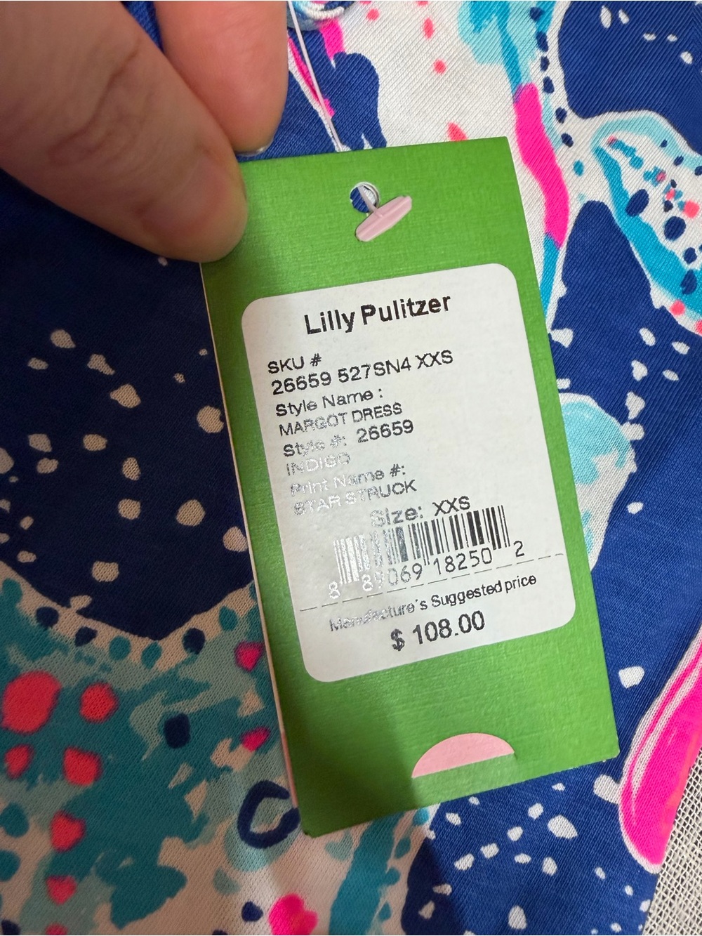 NWT Lilly Pulitzer XXS Starfish Print Halter Shift Dress Pima Cotton Tassel Tie - Picture 7 of 10